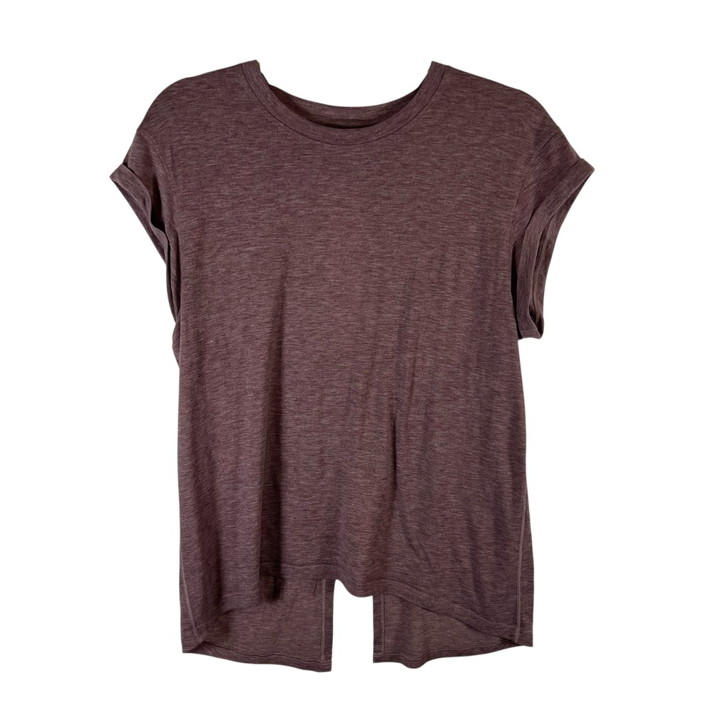 Lululemon Open Back Split Hem Workout Top Heather… - image 1